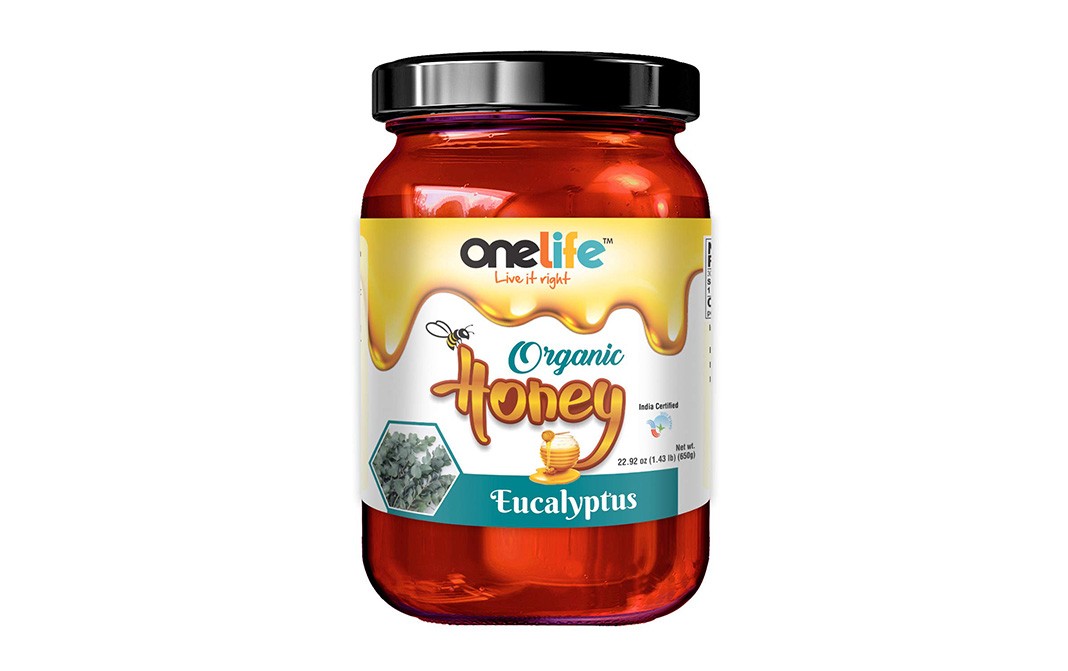 Onelife Organic Honey Eucalyptus   Glass Jar  650 grams